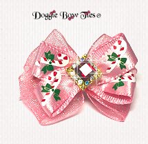 Dog Bow, Christmas Boutique Barrette Bows-Pink Candy Cane