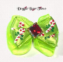 Dog Bow, Christmas Boutique Barrette Bows-Line Candy Cane
