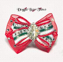 Dog Bow, Christmas Boutique Barrette Bows-Red Ribbon Candy