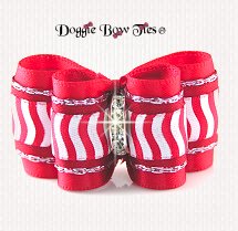 Dog Bow, Full Size-Holiday, Christmas Perfectly Peppermint Wavy Stripes