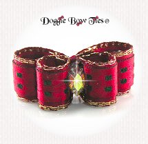 Dog Bow-Puppy DL, Holiday Christmas, Burgundy Glitter Dots