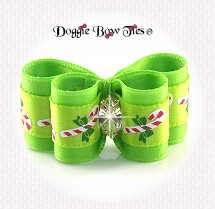 Dog Bow-Puppy DL, Holiday Christmas, Lime Candy Cane