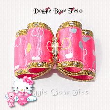 Dog Bow-Full Size,Holiday, Pink Floating Hearts Valentine