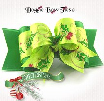 Dog Bow-Full Size Holiday Christmas Bow Ties, Lime Holly