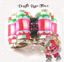Dog Bow-Full Size Christmas Candy Shoppe Pink