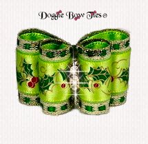 Dog Bow-Full Size, Christmas, Lime Holly
