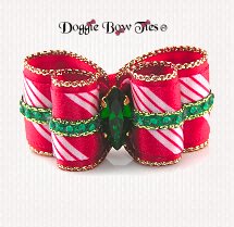 Dog Bow-Full Size, Christmas, Red Peppermint Stripes