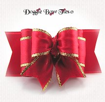 Dog Bow-Full Size, Christmas, Red Satin Bow Tie