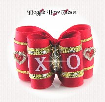Dog Bow-Full Size, Valentines Day, Red Hugs & Kisses Valentine