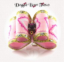 Dog Bow-Full Size, Valentines Day, Lacey Hearts Pink