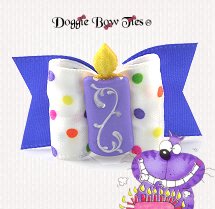 Dog Bow~Full Size SL, Happy Birthday Candle Dog Bow, Purple