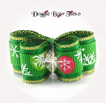 Dog Bow-Puppy DL, Christmas, Emerald Snowflake