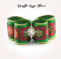 Dog Bow-Puppy DL, Christmas, Emerald Snowflake Balls