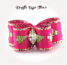 Dog Bow-Puppy DL, Christmas, Hot Pink Christmas Trees