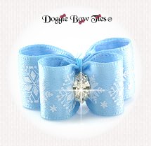 Dog Bow-Puppy DL, Christmas, Powder Blue Snowflake