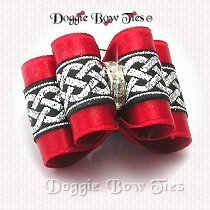 Dog Bow-Full Size, Red Celtic Jacquard 58