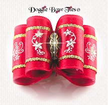 Dog Bow-Full Size, Brushing Beauty, Red with Crystal