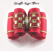 Dog Bow-Full Size, Red Checkers Brocade