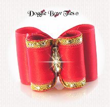 Dog Bow-Full Size, Classic Red Satin-12