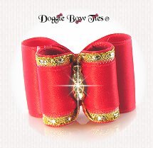 Dog Bow-Full Size, Classic Red Satin-12