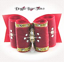 Dog Bow-Full Size, Red Bows, Moire, Crystal