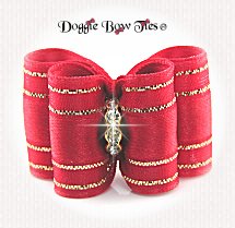 Dog Bow-Full Size, Red Bows, Tinsel Stripe, Red