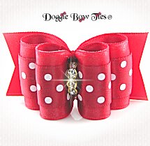 Dog Bow-Full Size, Red Bows, Polka Dot