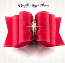 Dog Bow-Full Size, Red Satin 