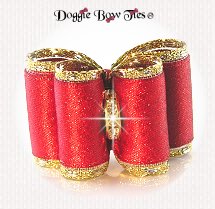 Dog Bow-Full Size, Red Sparkle Satin