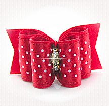 Dog Bow-Full Size, Red Swiss Satin 15