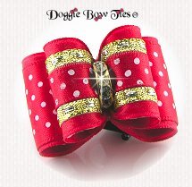 Dog Bow-Red Show Bows, Swiss Dot