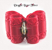 Dog Bow-Full Size, Red Bows, Venetian Lace, Red