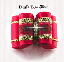Dog Bows-Full Size, Red Embroidered Band