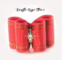 Dog Bow-Full Size, Red Shimmer