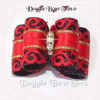 Dog Bow-Full Size, Red,Venetian Lace Black/Red