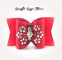 Dog Bow-SL, Red Satin 