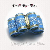 Dog Bow-In Between Size, Blue Diamond Band