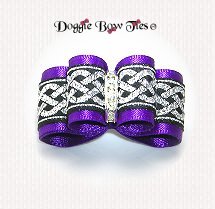 In Between Size Dog Bows-Purple and Silver Celtic