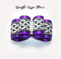 In Between Size Dog Bows-Purple and Silver Celtic