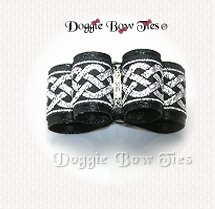 Dog Bow, In Between Size, Celtic Bling Silver and Black