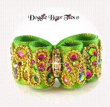 Dog Bow, In Between Size, Crystal, Bud Green