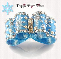 Dog Bow-InBetween Size, Frozen, Crystal and Pearl
