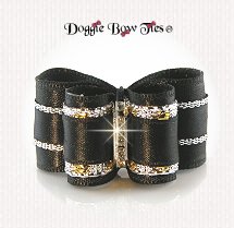 Dog Bow-InBetween Size, Classic Black and Silver