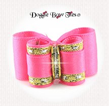 Dog Bow-Inbetween Size, Classic Style, Coral Rose