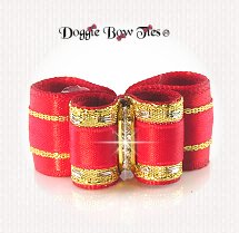 Dog Bow-InBetween Size Classic Red and Gold