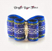 Dog Bow-InBetween Size, Diamond Band, Royal Blue