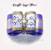 Dog Bow, In Between Size, Embroidered Band, Delphinium Purple