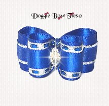 Dog Bow-Inbetween Size, Ultra Blue and Silver
