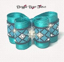 Dog Bow, In Between Size, Crystal Checkmate-Jade