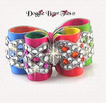 Dog Bow-Inbetween Size, Crystal Rainbow Weave, #52